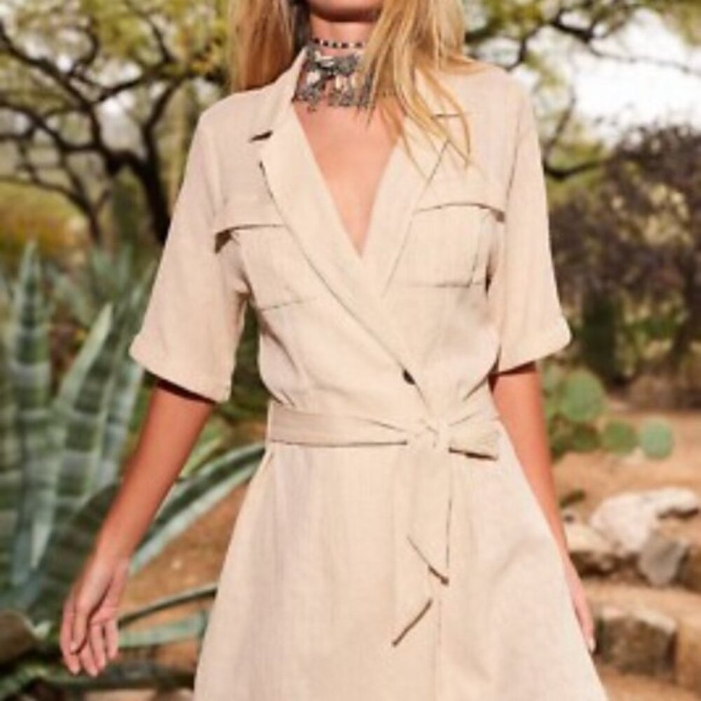 Free People Clementine Linen Mini Dress Large